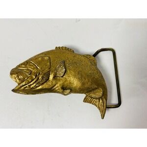 1978 Large Mouth Fish Bass Belt Buckle Made in USA Indian Metal Craft